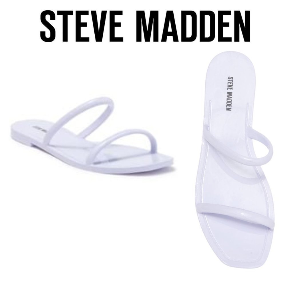 NEW STEVE MADDEN Rubber Flat  Pike Sandal In White 10
